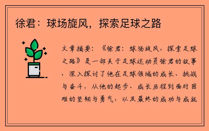 徐君：球场旋风，探索足球之路